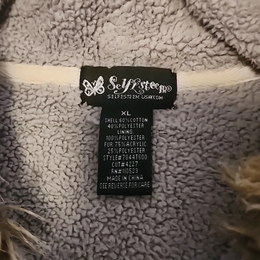 Self Esteem Gray Faux Fur Hoodie - Picture 2 of 4